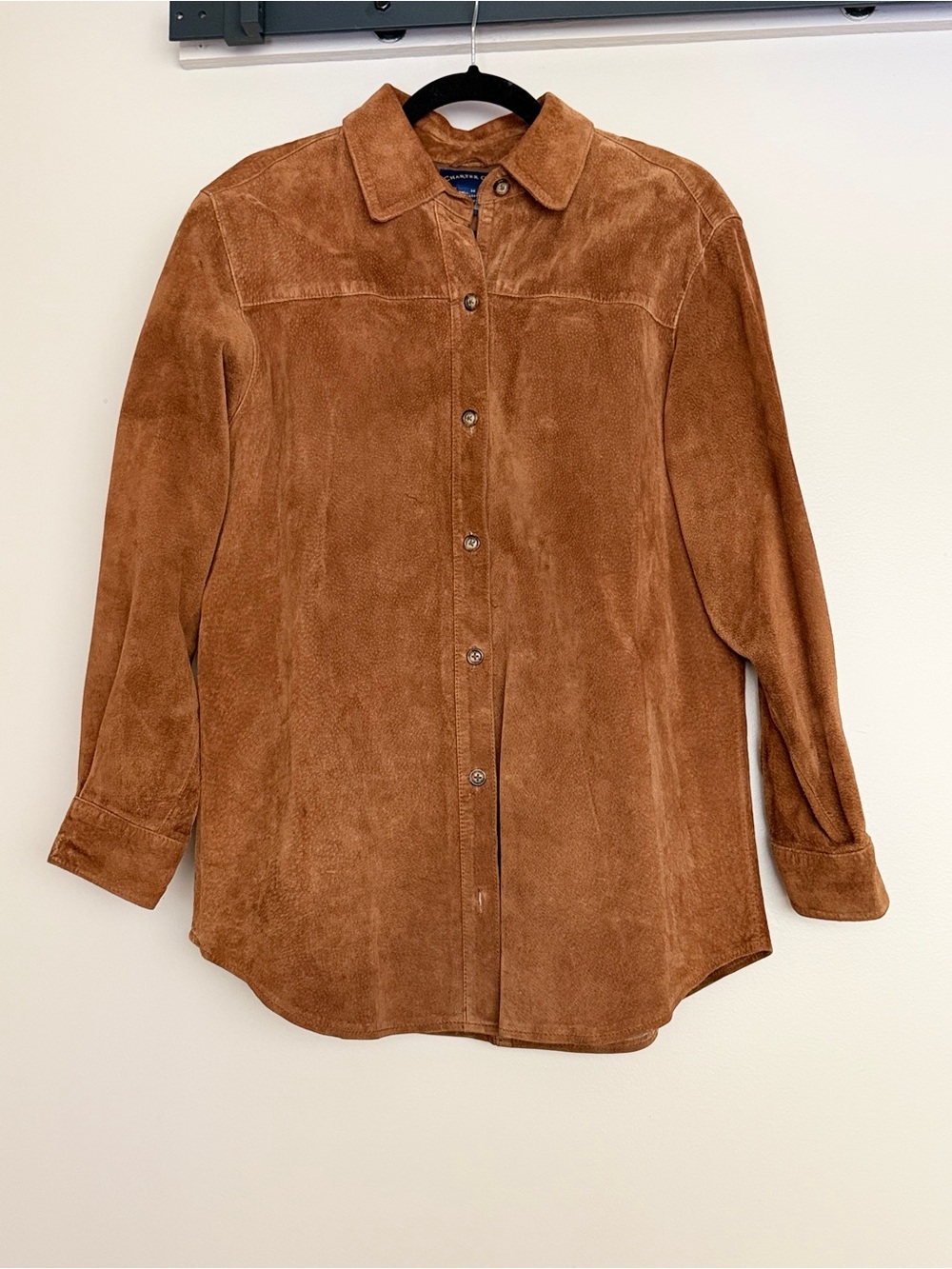 CHARTER CLUB - vintage! chestnut Brown Suede Leather shirt jacket, sz M